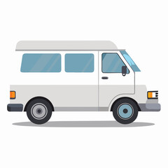 a clean, isolated image of a white van from a side view on white background