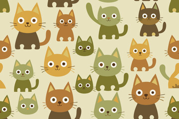 Fototapeta premium Adorable Cartoon Cats Seamless Pattern for Kids