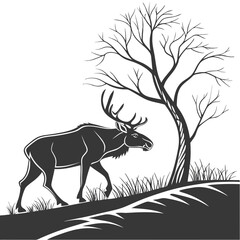 Moose vector silhouette design transparent background