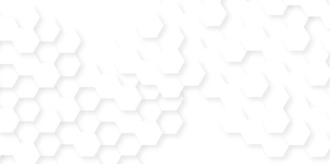 White vector Minimal white hexagonal hexagon modern technology creative emboss light honeycomb polygonal web. abstract geometric science and mosaic tile with template texture background.	