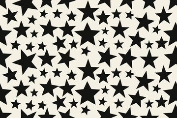 Seamless Pattern with Black Stars on Beige Background