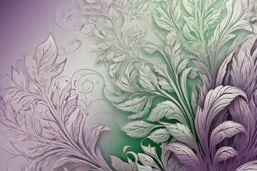 Abstract Floral Design with Purple, Green, and White Gradient – Elegant Modern Art Background"