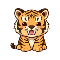 Animated, Contoured Tiger Icon Illustration
