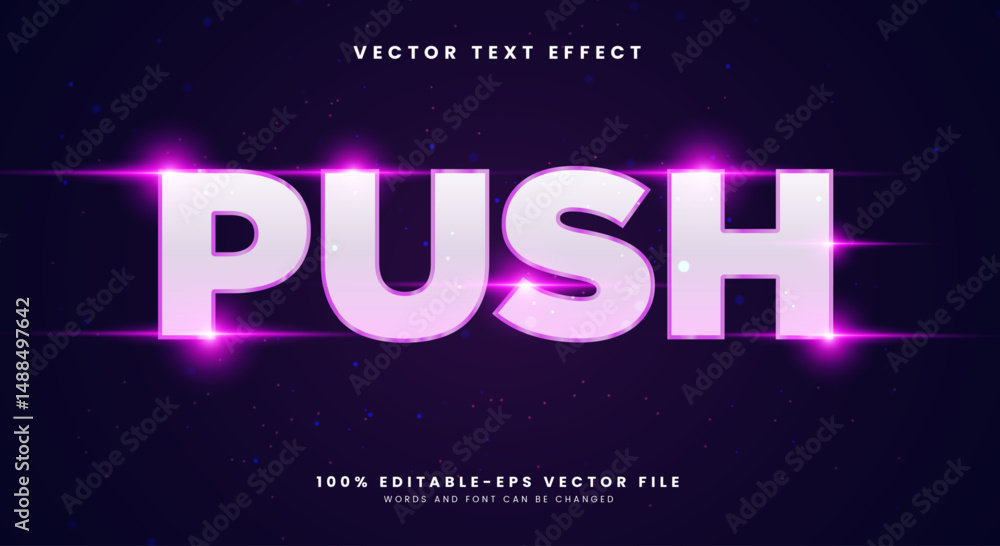 Poster push modern style 3d editable text effect template