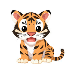 Simplified, Cute Tiger Illustration