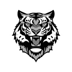 Detailed Grayscale Tiger Icon 