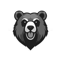 Detailed Grayscale Black Bear Icon Design
