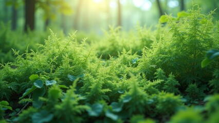 Obraz premium Vegetation image illuminated by sunlight