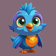 Adorable Cartoon Blue Bird Character Illustration