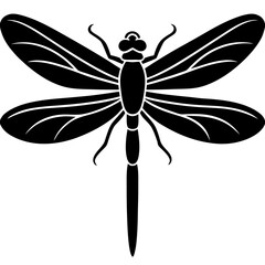 Stylized Black Dragonfly Silhouette Vector Illustration