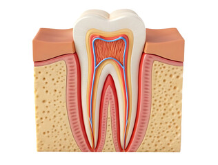 Detailed Cross-Section of a Human Tooth Showing Internal Structures