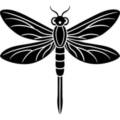 Stylized Black and White Dragonfly Illustration Vector Graphic
