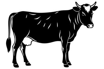 Black and White Cow Silhouette Farm Animal Illustration