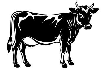 Black and White Cow Illustration Farm Animal Graphic
