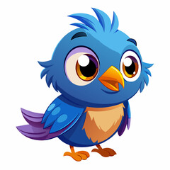 Adorable Cartoon Blue Bird Illustration for Childrens Book