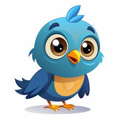 Adorable Cartoon Blue Bird Illustration for Childrens Book