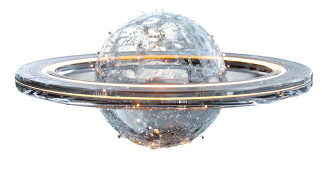 A glowing 3D atom icon with orbiting electrons, representing science and discovery, set against white --ar 16:9 --v 7.0 --s 750