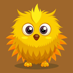 Cute Fluffy Yellow Chick Cartoon Character Illustration