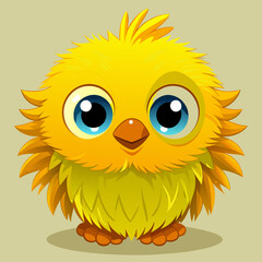 Adorable Fluffy Yellow Chick Cartoon Character Illustration