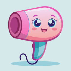 Cute Cartoon Pink Hair Dryer Character Illustration