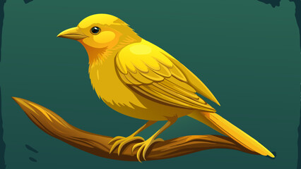 Vibrant Yellow Canary Bird Perched on a Branch