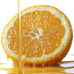 Sliced orange fruit isolated on transparent background. PNG