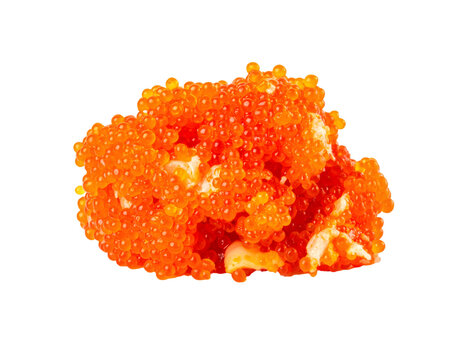 Mentaiko spicy cod roe forming a pile isolated on transparent background