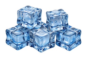 Ice cubes in blue isolated on transparent background PNG