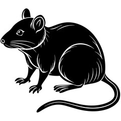 Black and White Silhouette of a Rat Sitting