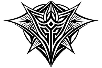 Abstract Black and White Tribal Starburst Design Element