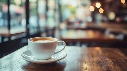 Obraz premium Aromatic Latte in Cozy Cafe