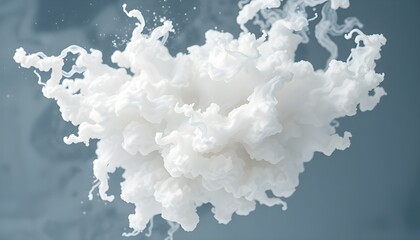 Ethereal form created by delicate tendrils of white smoke against soft grey gradient backdrop.