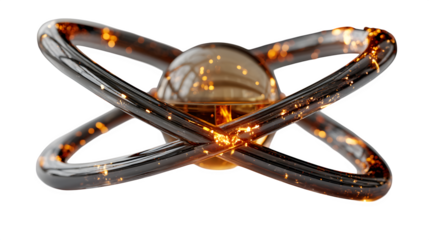 A glowing 3D atom icon with orbiting electrons, representing science and discovery, set against white --ar 16:9 --v 7.0 --s 750