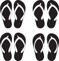 Simple Black and White Flip Flop Icons Set