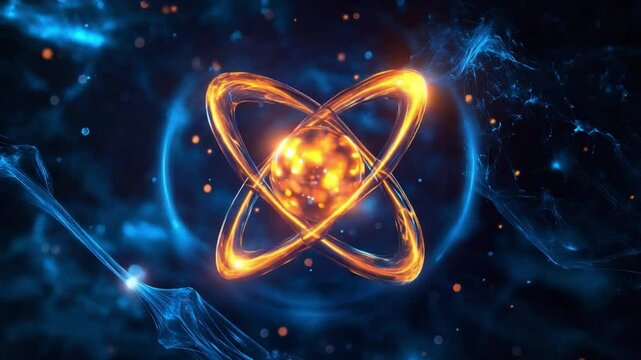 The Core of Energy: A vibrant digital rendering of an atom, symbolizing the essence of the universe. The image emphasizes energy, atomic structure, and scientific advancement.