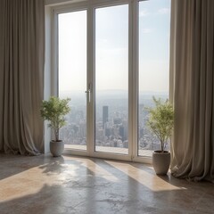Bright Apartment Interior with City View Window
