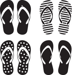 Four Pairs of Flip Flops Summer Beach Sandals Icon Set