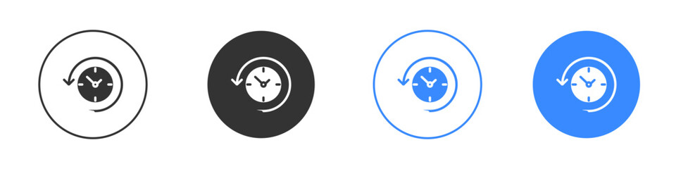 Rewind time icon editable flat vector illustration concept.