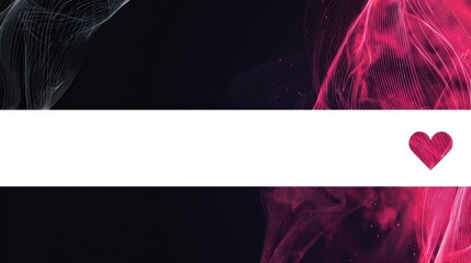 Bold heart symbol on a deep black background representing passion and emotion in a digital love icon layout