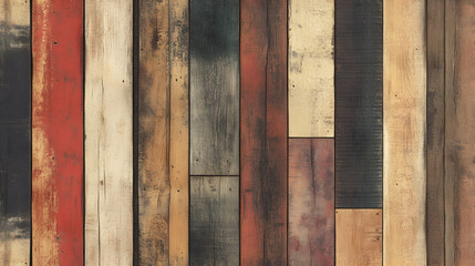 Rustic Wooden Plank Background with Various Textures and Colors