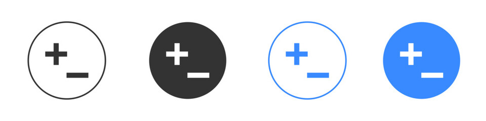 Plus minus icon editable flat vector illustration concept.