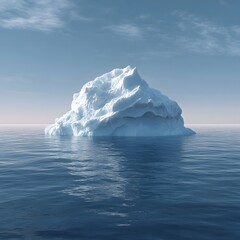 Majestic Iceberg Floating in Calm Ocean Under Clear Blue Sky