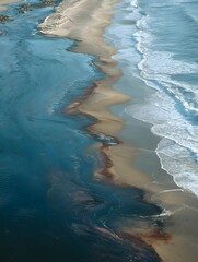 Serene Coastal Landscape Featuring Waves and Sandy Shoreline
