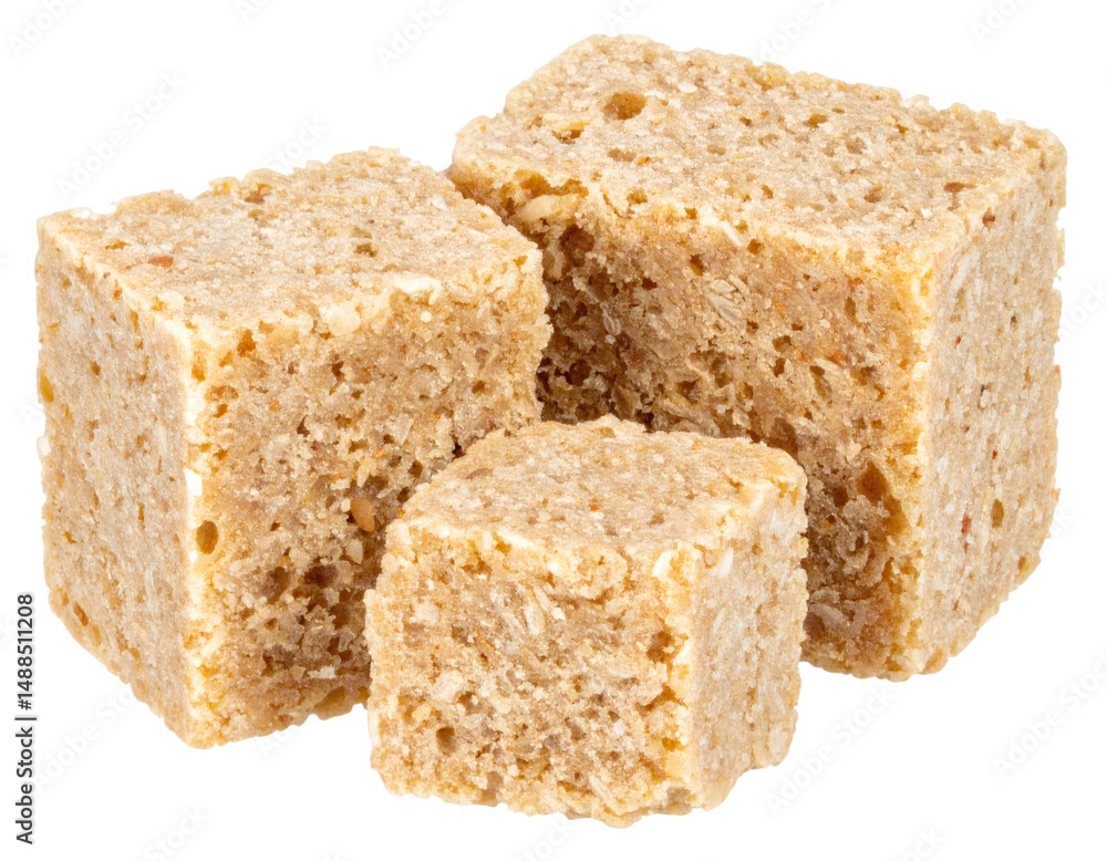 Poster sandesh cubes forming a stack on transparent background