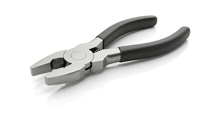Pliers Metal Tool with Black Handles Studio Shot Isolated on White