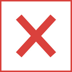 Red Outlined Square Icon with Red X Cross