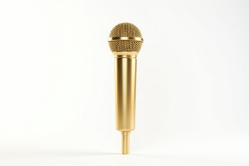 Single gold microphone isolated on white background , technology, detail, professional