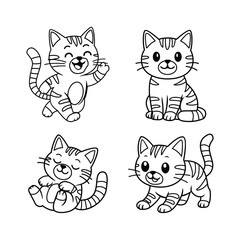 line art cat illustration, for coloring book