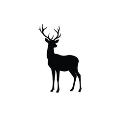 Reindeer silhouette on white background. vector sign illustration design.