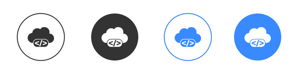Cloud code icon editable flat vector illustration concept.